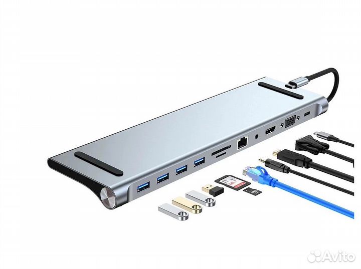 Док-станция USB-C-hdmi+VGA+4*USB30+usbc+CR+LAN+AUX