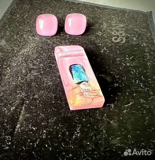 Комплект серьги и подвеска муранское стекло