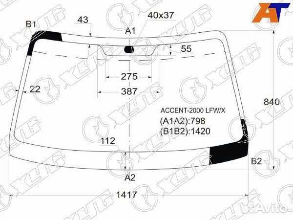 Стекло лобовое hyundai accent(тагаз