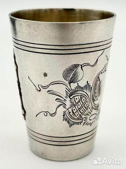 Стопка серебро 84 проба с золотой накладкой 41,9 г