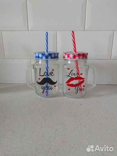 Кружка с крышкой и трубочкой