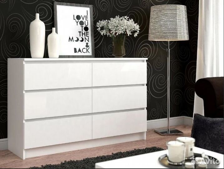 Комод Мори мк 1380.6 Белый, Графит, Белы+Сонома