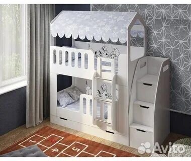 Двухъярусная кровать домик детская