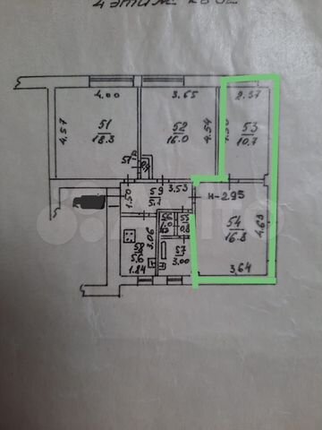 Комната 29 м² в 3-к., 4/4 эт.