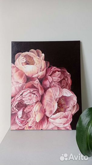 Картина маслом розовые пионы