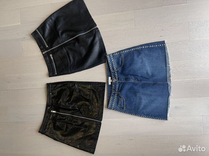 Юбки эко кожа stradivarius и джинса