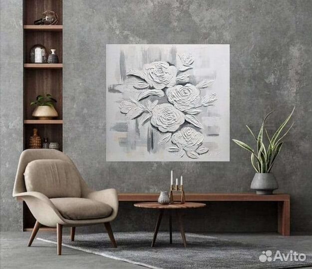 Объемная картина маслом розы