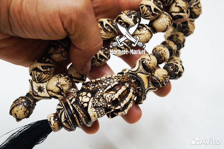 Чётки-подвес ручной работы с черепом