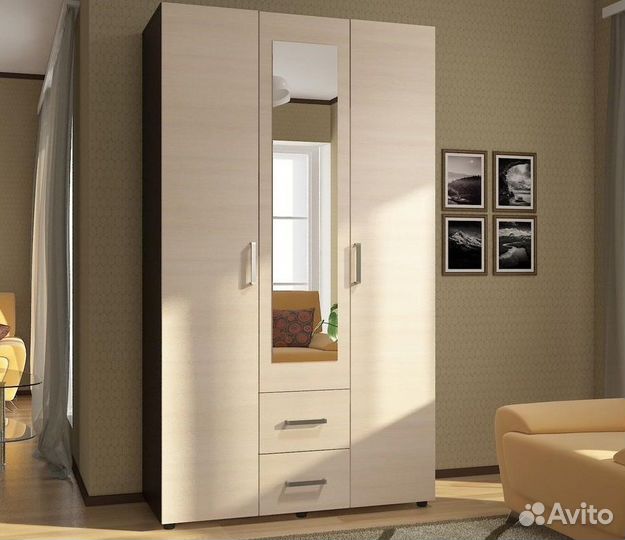 Шкаф 3-створчатый с ящиками со склада