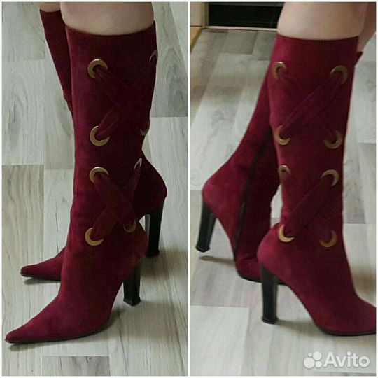 Кожаные сапоги 35-36 р