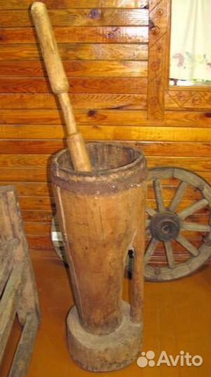 Старинный деревянный пест толкушка от ступы
