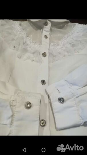 Школьная нарядная блузка для девочки, белая, 128