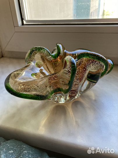 Ваза цветное стекло Bohemia винтаж СССР