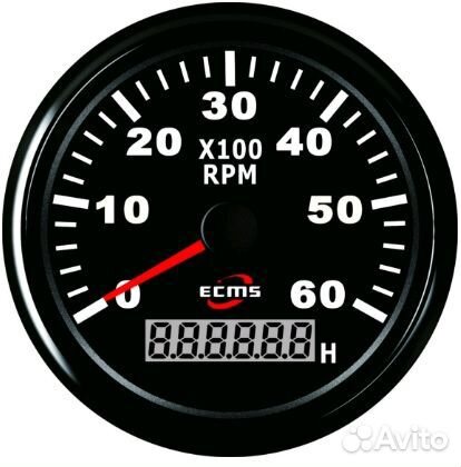 Тахометр со счетчиком моточасов катер лодку черный
