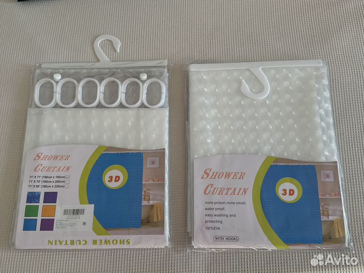 Штора для ванной прозрачная водоотталкивающая 3d