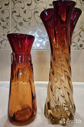 Цветные выдувные вазы СССР