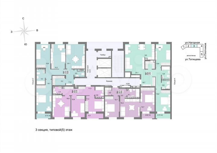 2-к. квартира, 55,6 м², 4/17 эт.