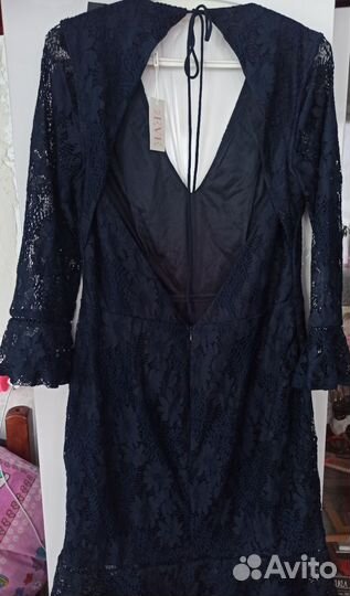 Новое вечернее платье кружевное темно синее