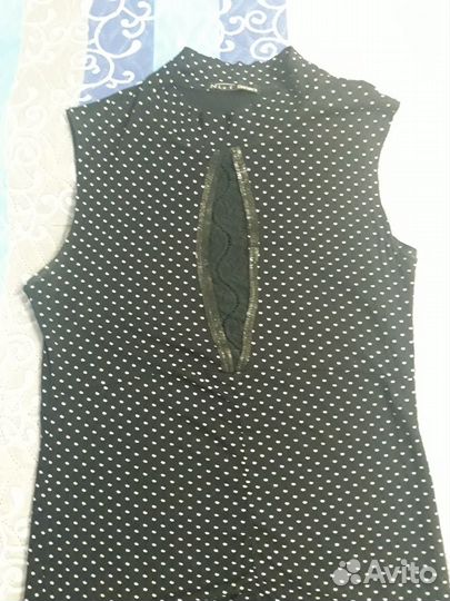 Топ черный в горошек