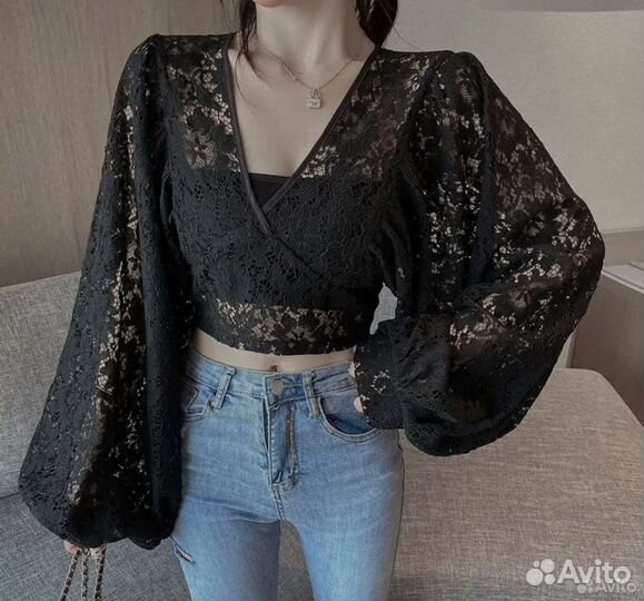 Винтажная блузка с кружевом