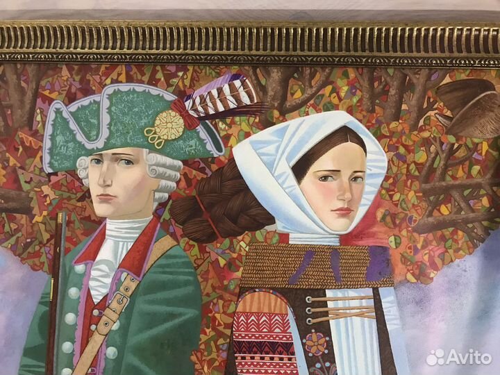 Картина маслом на холсте «Встреча на охоте»