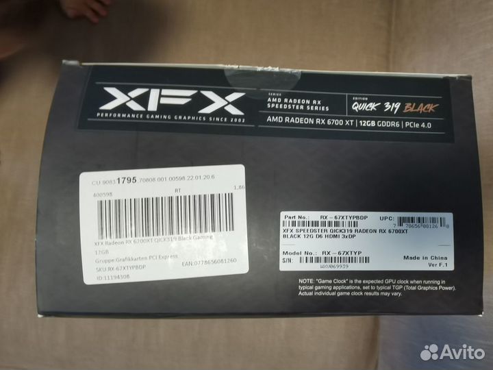 Видеокарта rx6700xt XFX AMD Radeon 12gb Qick 319