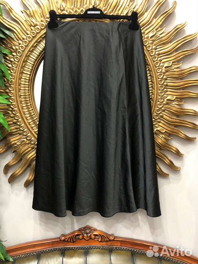 Юбка черная philipp Plein миди косой крой 44-46