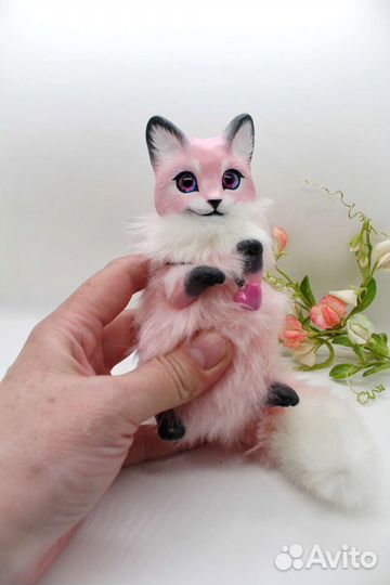 Игрушка ручной работы лисенок из полимерной глины