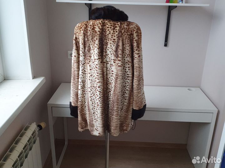 Шуба норковая, свободный размер, с принтом