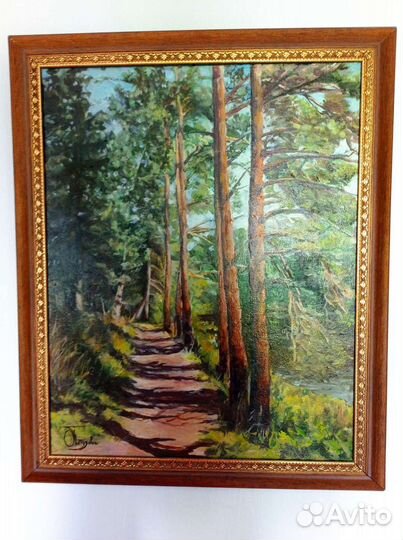 Картина масло на картоне 50#40, оформлена в раму