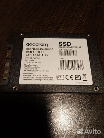 Твердотельный накопитель goodram 128 гб SATA SSD