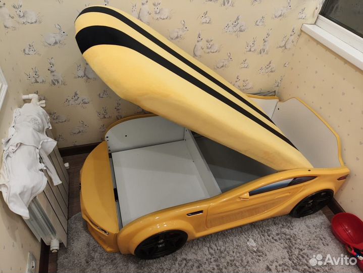 Детская Кровать-машина Baby-M желтая