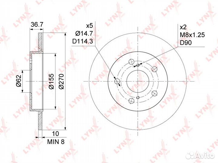 Диск тормозной зад BN1144 lynxauto