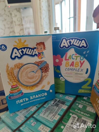 Каша, кисломолочная смесь кефир Агуша