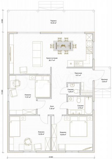 Дом 104 м² на участке 8 сот.