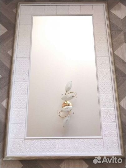 Зеркало большое белое ручной работы