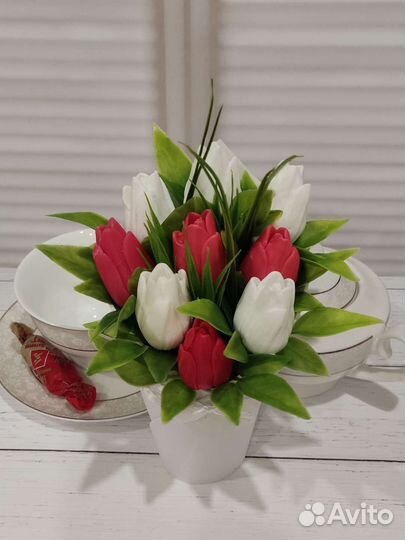 Цветы тюльпаны сувенирное мыло