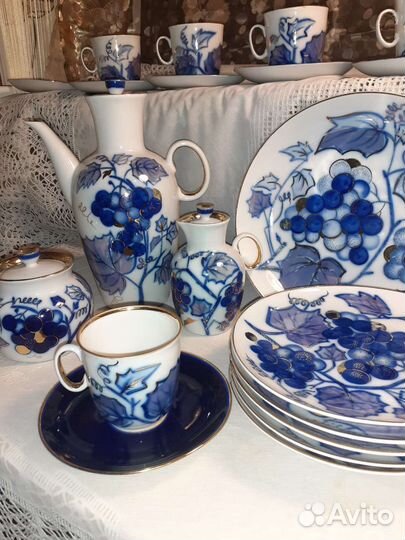 Сервиз фарфоровый СССР кофейный Виноградная лоза