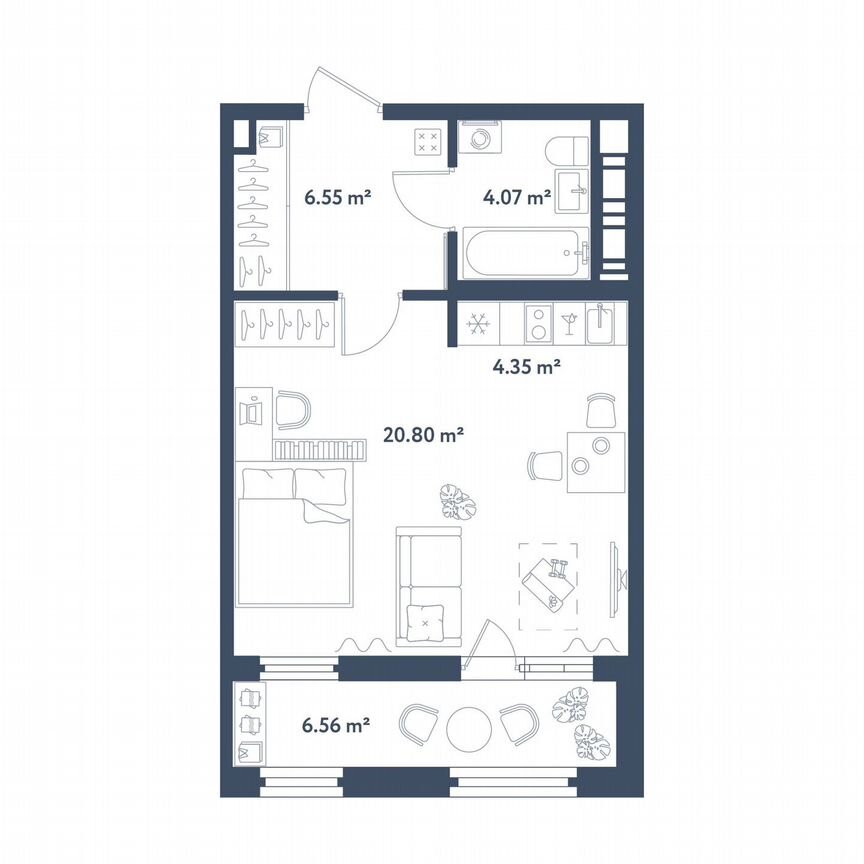 Квартира-студия, 39,1 м², 5/11 эт.