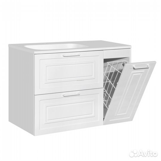 Style line Альба Тумба с раковиной Барселона 90 Левая, Люкс, белый, plus