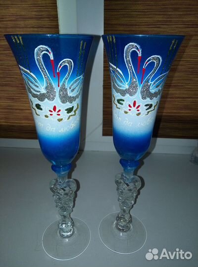 Свадебные бокалы ручной работы