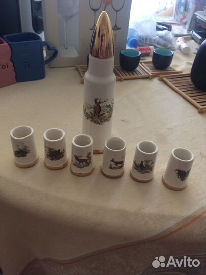 Набор из 6 стопок и графин керамические