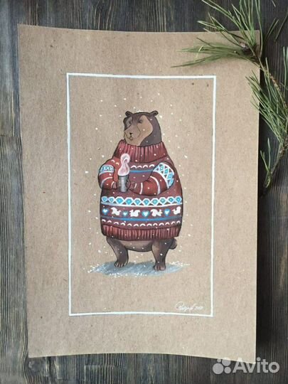 Картины звери. Гуашь, бумага