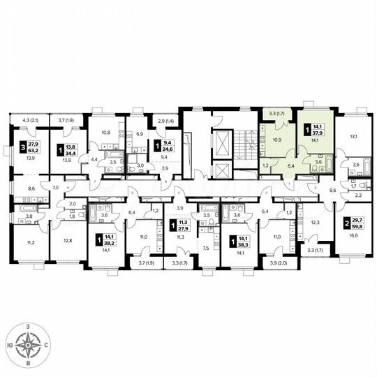 1-к. квартира, 37,8 м², 14/14 эт.
