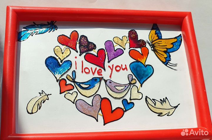 Картина Признание в любви Витраж Подарок