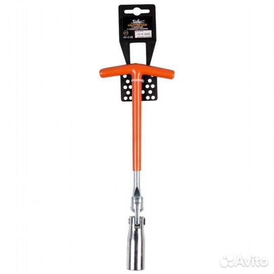 Ключ свечной т-образный с карданом 16*250мм с рези