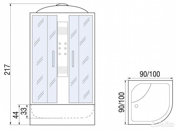 Душевая кабина River Temza 90/46 TH 90x90 Высокий