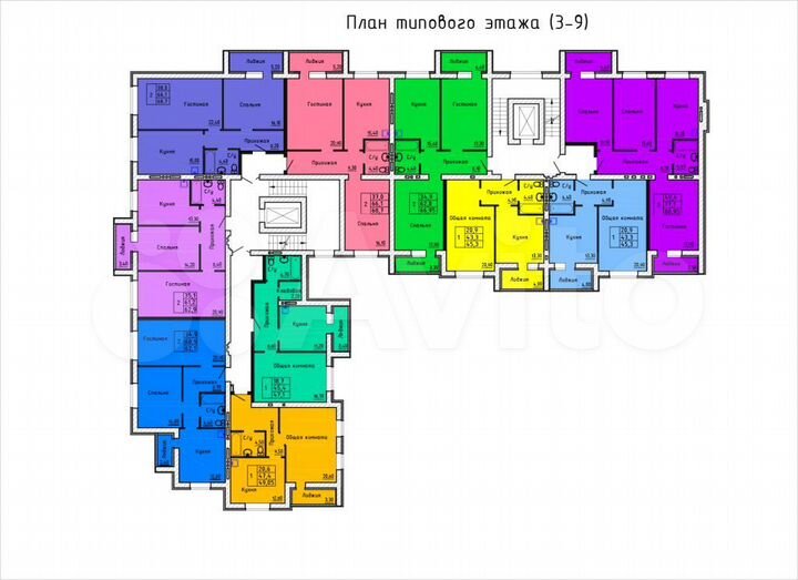 2-к. квартира, 71 м², 9/9 эт.