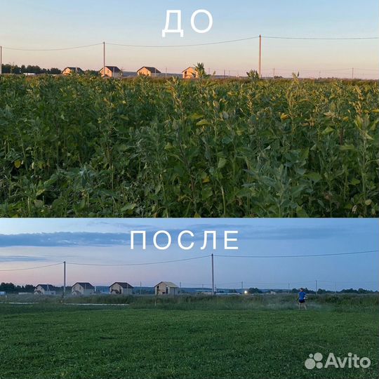 Покос травы триммером