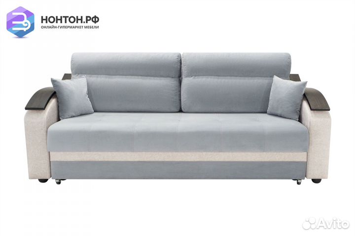 Диван еврокнижка Милан серый / бежевый